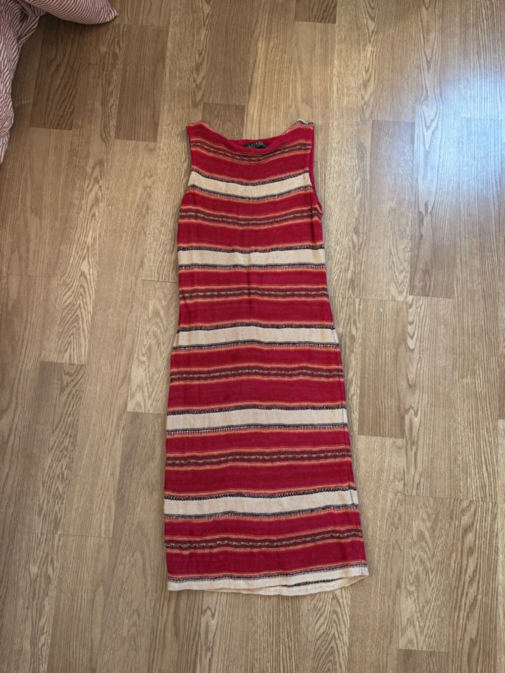 Ralph Lauren Red Striped Midi Dress - Picture 2 of 4